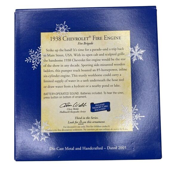 1938 Chevrolet Fire Engine Hallmark Ornament New - Picture 2 of 3